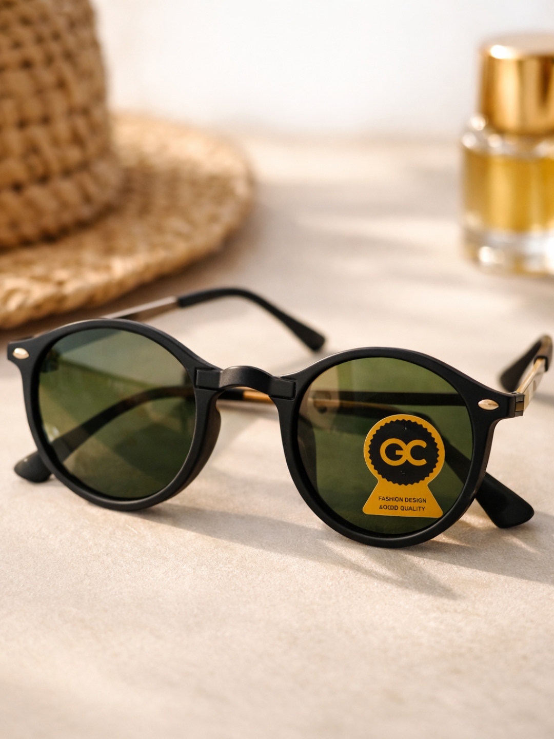 Round Black & Gold Sunglasses Gx18038